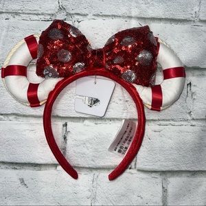 NEW Disney Cruise Line DCL Life Preserver Ship Red Minnie Mouse Ears Headband